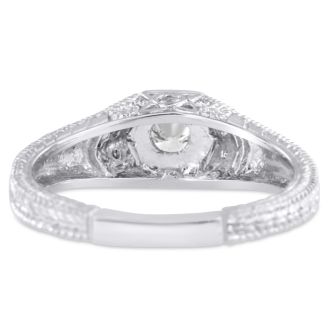 Antique 1/3 Carat Diamond Engagement Ring In 14 Karat White Gold. Also Available in Yellow and Rose.