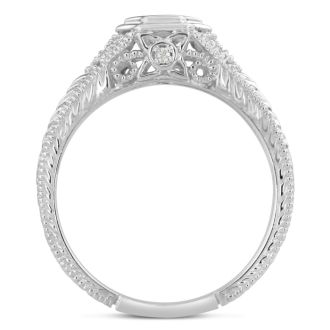 Antique 1/3 Carat Diamond Engagement Ring In 14 Karat White Gold. Also Available in Yellow and Rose.