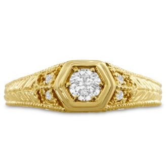Antique 1/3ct Diamond Engagement Ring In 14 Karat Yellow Gold