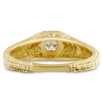 Antique 1/3ct Diamond Engagement Ring In 14 Karat Yellow Gold
