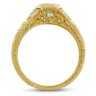Antique 1/3ct Diamond Engagement Ring In 14 Karat Yellow Gold