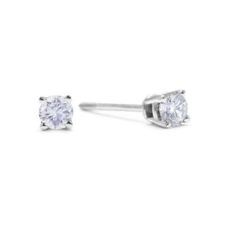 1/10 Carat Diamond Stud Earrings In 14 Karat White Gold