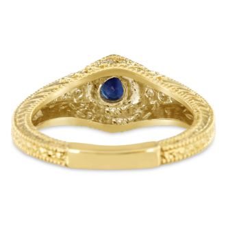 Antique 3/4ct Sapphire and Diamond Engagement Ring In 14 Karat Yellow Gold