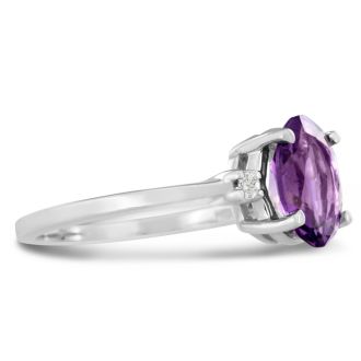 1 3/4ct Oval Amethyst And Diamond Ring In 14 Karat White Gold