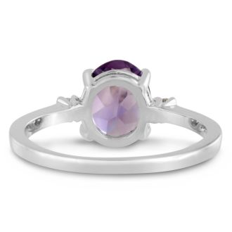 1 3/4ct Oval Amethyst And Diamond Ring In 14 Karat White Gold