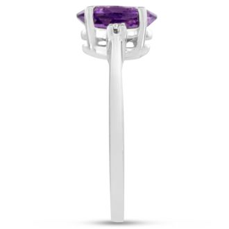 1 3/4ct Oval Amethyst And Diamond Ring In 14 Karat White Gold