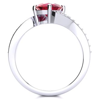 1 1/5ct Oval Ruby And Diamond Ring In 14 Karat White Gold
