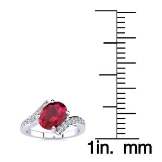 1 1/5ct Oval Ruby And Diamond Ring In 14 Karat White Gold