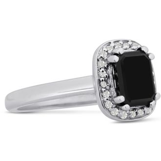 3/4 Carat Black and White Diamond Ring in 14 Karat White Gold