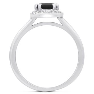 3/4 Carat Black and White Diamond Ring in 14 Karat White Gold