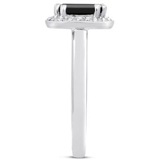 3/4 Carat Black and White Diamond Ring in 14 Karat White Gold