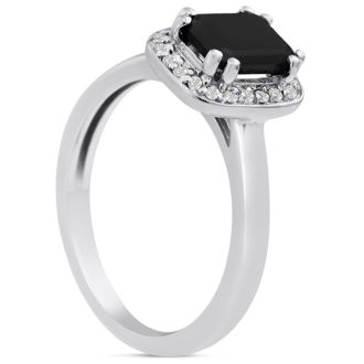 3/4 Carat Black and White Diamond Ring in 14 Karat White Gold