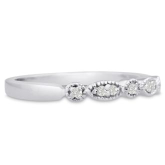 1/10 Carat Diamond Wedding Band In 14 Karat White Gold