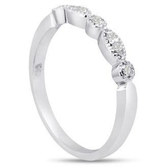 1/10 Carat Diamond Wedding Band In 14 Karat White Gold
