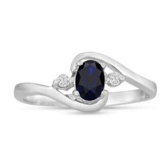 1/2ct Sapphire and Diamond Ring In 14 Karat White Gold