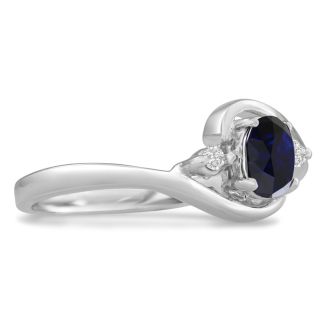 1/2ct Sapphire and Diamond Ring In 14 Karat White Gold