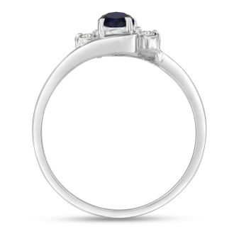 1/2ct Sapphire and Diamond Ring In 14 Karat White Gold