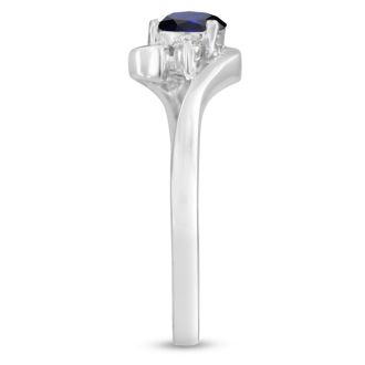 1/2ct Sapphire and Diamond Ring In 14 Karat White Gold