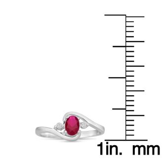 1/2ct Ruby and Diamond Ring In 14 Karat White Gold