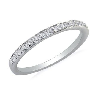 1/10ct Micro Pave Womens Wedding Diamond Band in 10k White Gold