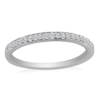 1/10ct Micro Pave Womens Wedding Diamond Band in 10k White Gold