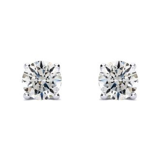 1 Carat Diamond Stud Earrings In 14 Karat White Gold