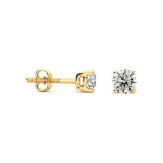 1/2 Carat Diamond Stud Earrings In 14 Karat Yellow Gold