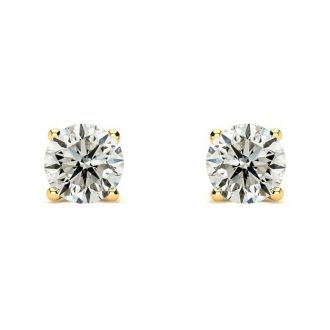 1/2 Carat Diamond Stud Earrings In 14 Karat Yellow Gold