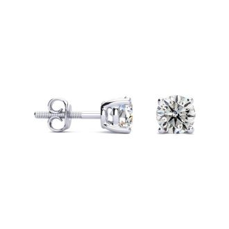 1 Carat Diamond Stud Earrings In 14 Karat White Gold