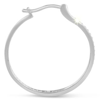 Platinum Plated 1/4 Carat Diamond Hoop Earrings, Perfect Gift!