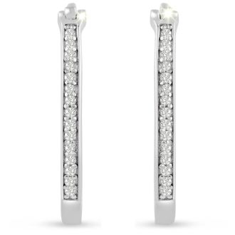 1/4ct Diamond Oval Hoop Earrings.  Amazing Oval Shaped Style!