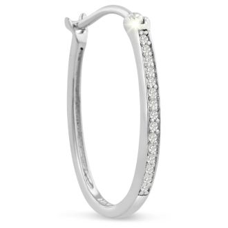 1/4ct Diamond Oval Hoop Earrings.  Amazing Oval Shaped Style!