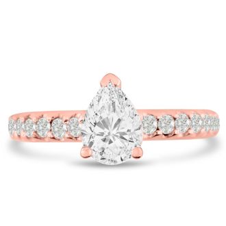 1 1/2ct Pear Shaped Diamond Engagement Ring Crafted in 14 Karat Rose Gold