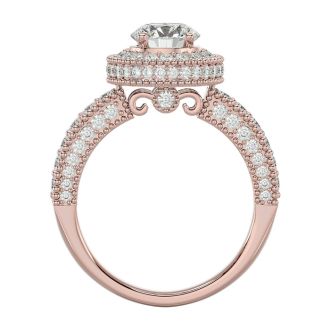 2 1/2 Carat Halo Diamond Engagement Ring In 14 Karat Rose Gold