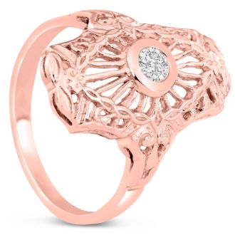 1/10ct Diamond Cathedral Ring in 14k Rose Gold