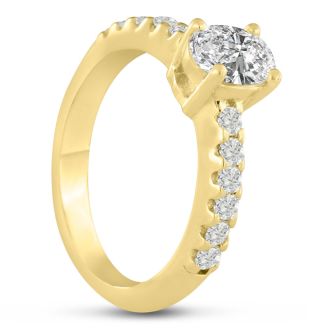 1 1/3ct Oval Diamond Engagement Ring Crafted in 14 Karat Yellow Gold
