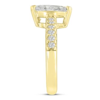 1 1/3ct Marquise Shaped Diamond Engagement Ring Crafted in 14 Karat Yellow Gold