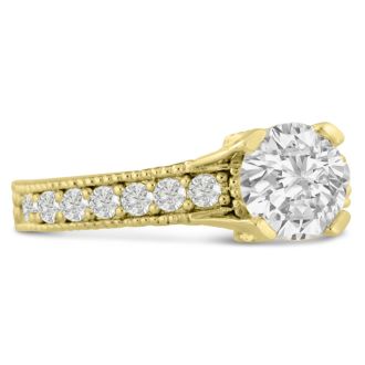 1 2/3ct Round Brilliant Diamond Engagement Ring Crafted in 14 Karat Yellow Gold