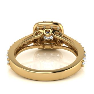 2 Carat Princess Cut Halo Diamond Engagement Ring in 14 Karat Yellow Gold