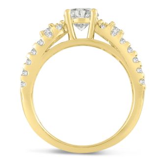 1 1/5ct Round Brilliant Diamond Engagement Ring Crafted in 14 Karat Yellow Gold