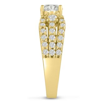 1 1/5ct Round Brilliant Diamond Engagement Ring Crafted in 14 Karat Yellow Gold