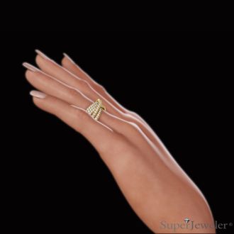 1 3/4ct Five Row Criss Cross Diamond Ring in 14 Karat Yellow Gold