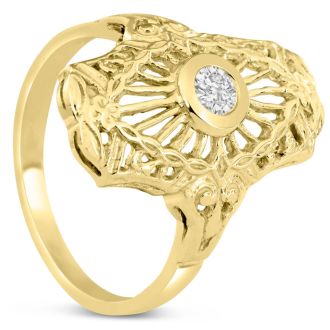 1/10 Carat Cathedral Diamond Ring In 14 Karat Yellow Gold
