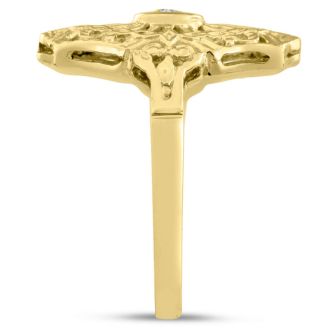 1/10 Carat Cathedral Diamond Ring In 14 Karat Yellow Gold