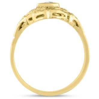 1/10 Carat Cathedral Diamond Ring In 14 Karat Yellow Gold