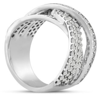 1 3/4ct Five Row Criss Cross Diamond Ring in 14 Karat White Gold