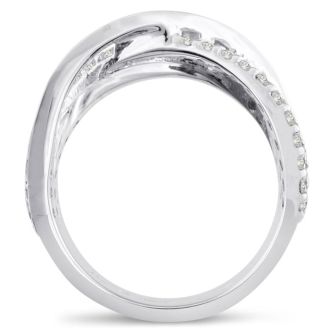 1 3/4ct Five Row Criss Cross Diamond Ring in 14 Karat White Gold