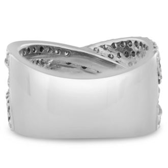 1 3/4ct Five Row Criss Cross Diamond Ring in 14 Karat White Gold