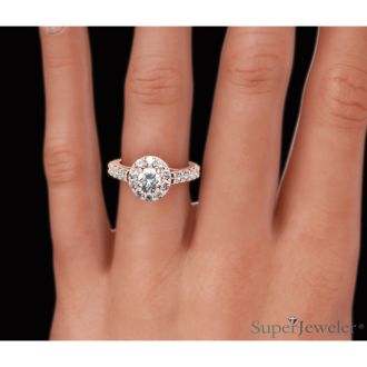 1 1/2 Carat Halo Diamond Engagement Ring in 14 Karat Rose Gold