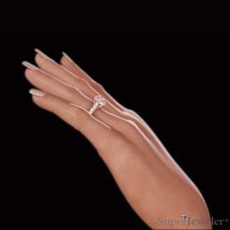 1 1/2 Carat Halo Diamond Engagement Ring in 14 Karat Rose Gold